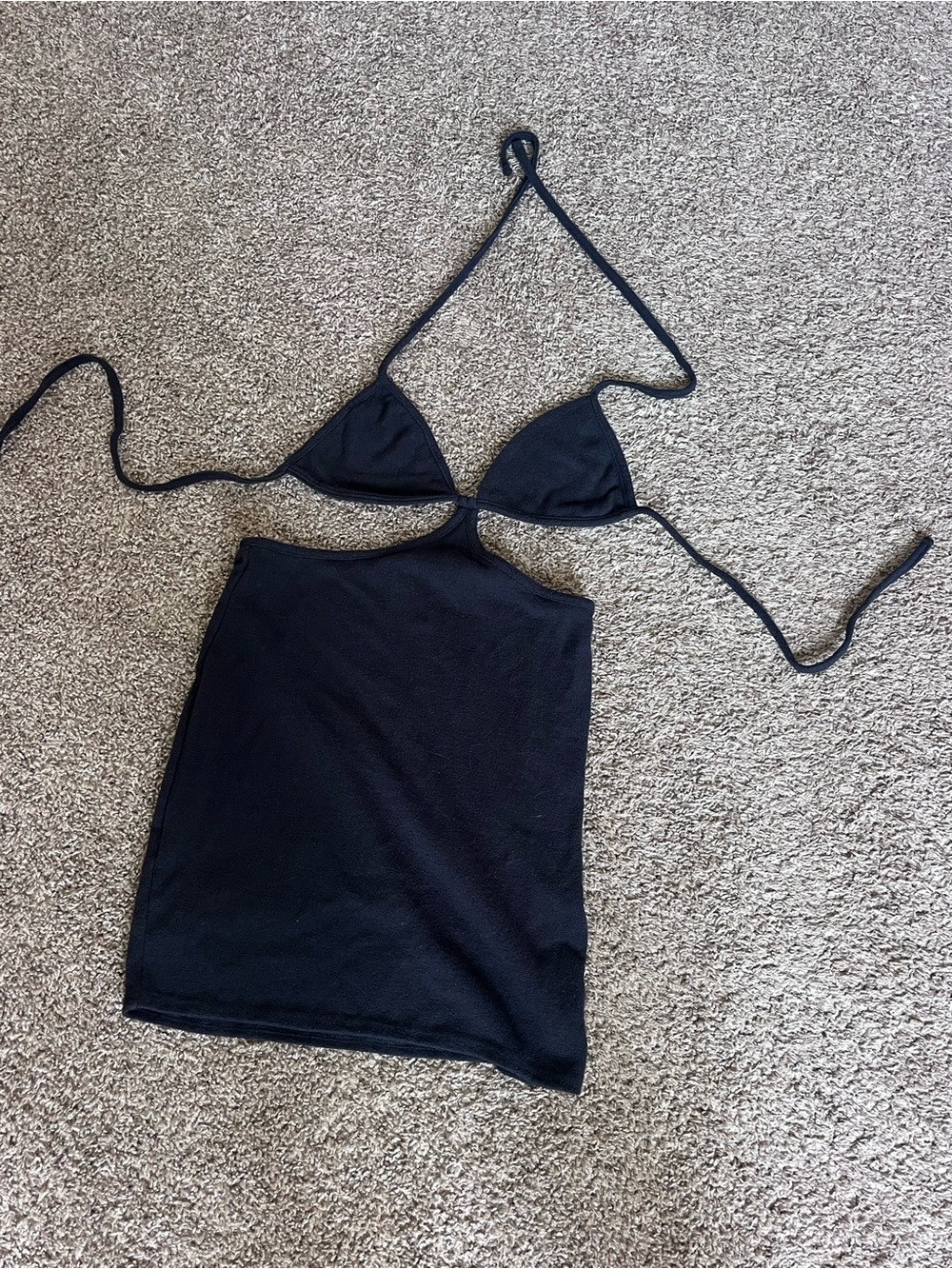 Anthropologie Black Cutout Halter Mini Dress